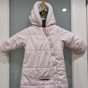 Carter's Padded Baby Bunting Size 0-6 Months - Pale Pink with Silver Stars